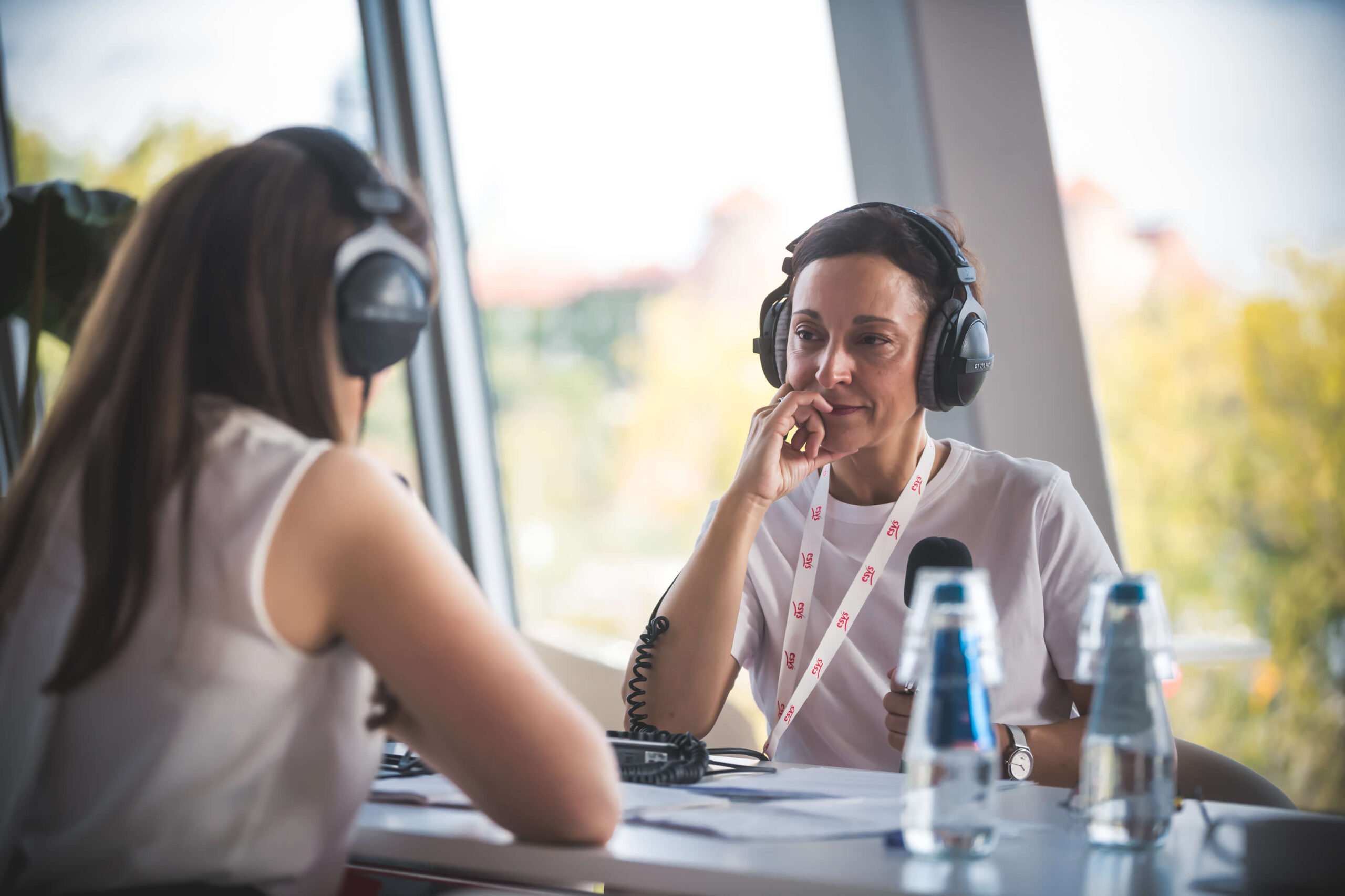 Dr. Melina Vega de Ceniga, recording a podcast episode for the ESVS Podcasts as Podcasts Committee Chair